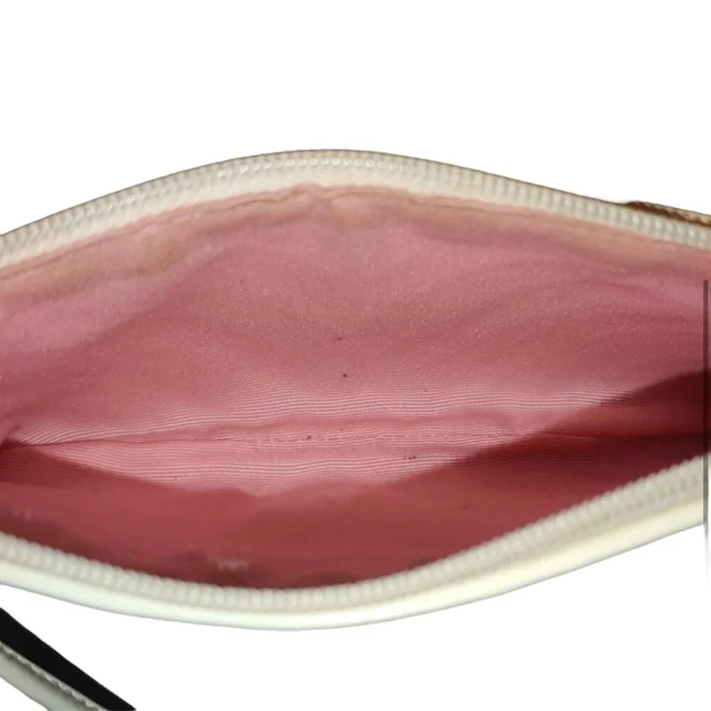 Coach Peyton Zebra Stripe Pink & White Wristlet